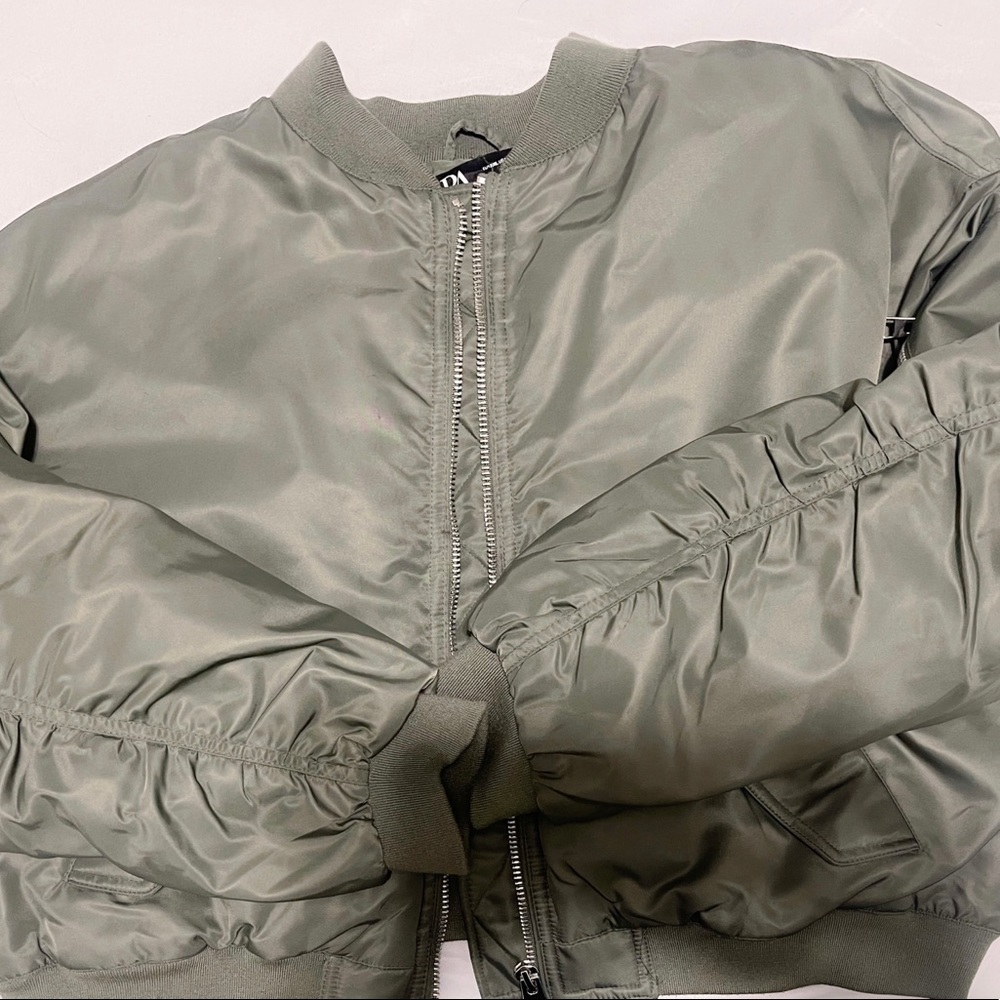 Zara Olive Green Puffer Bomber Jacket